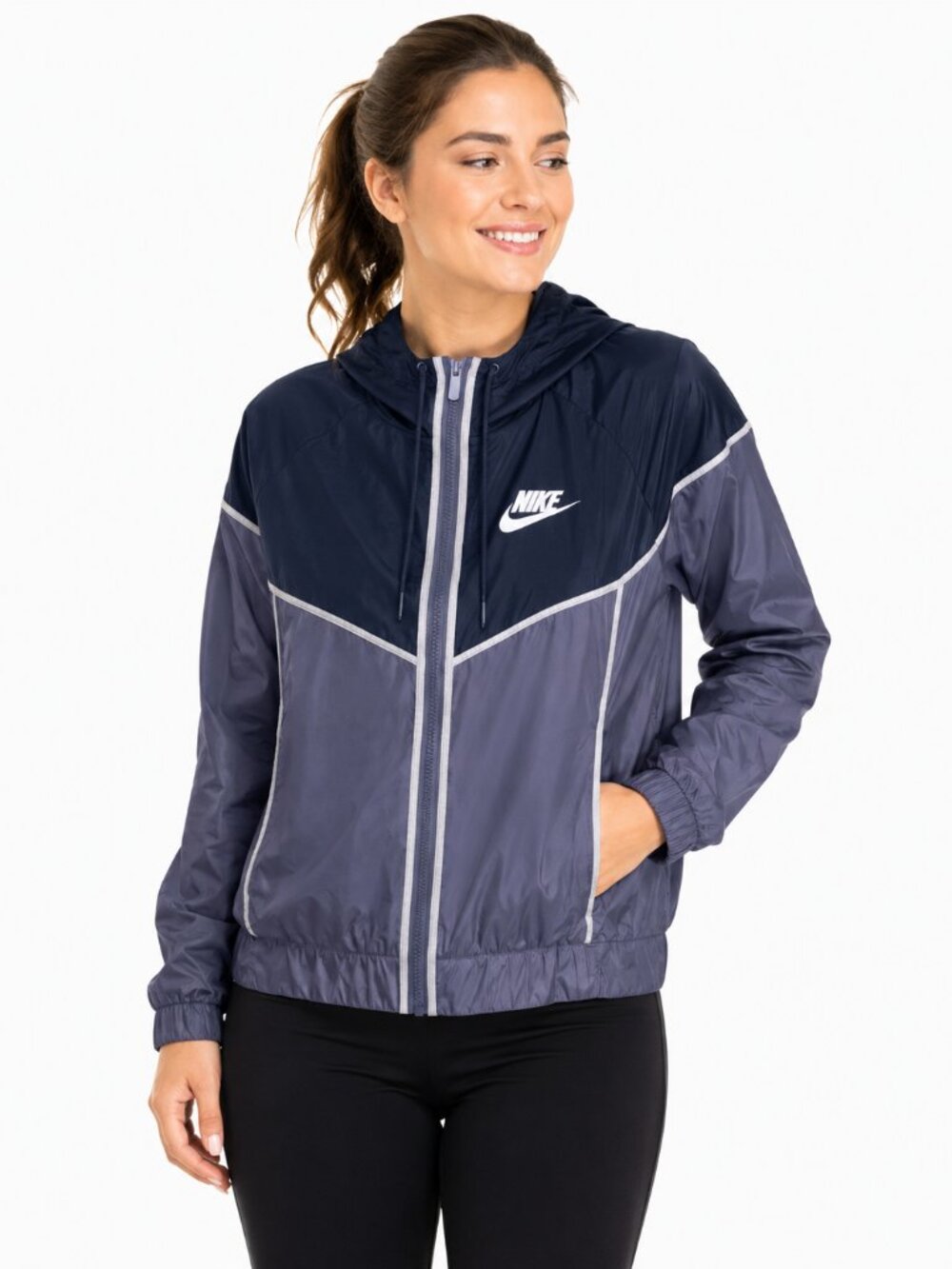 Nike Women's Windrunner Jacket Gray and Navy Size Medium